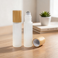 Botellas con Rodillo Metálico y Tapa de Bambú para Cosméticos, Perfumes, Muestras de Aceites Esenciales, Ideales para Regalos de Viaje, Botella con Rodillo para Almacenamiento