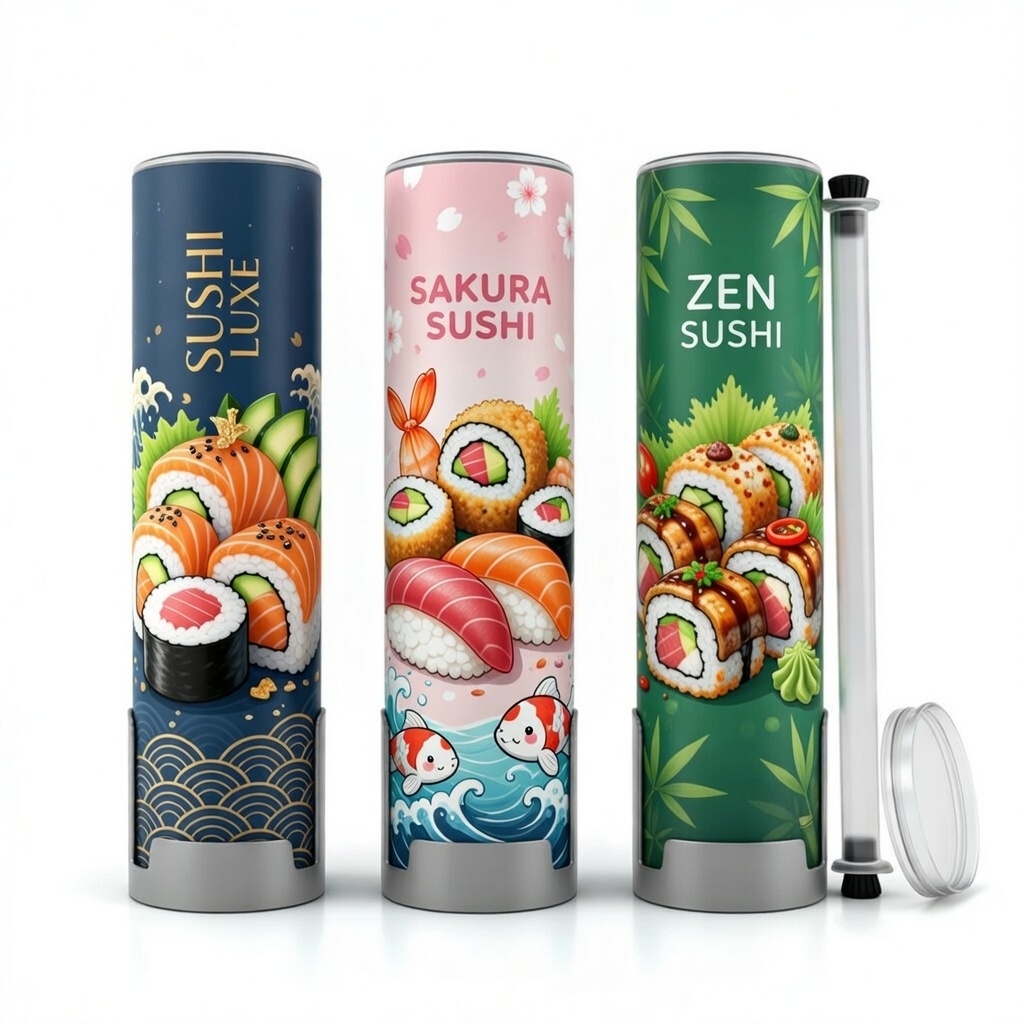 Custom High Quality Food Grade Packaging Eco-Friendly Recyclable Kraft Paper Sushi Tube with Your Own Logo
