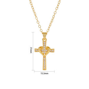 Collar con Colgante <span class=keywords><strong>de</strong></span> Cruz <span class=keywords><strong>de</strong></span> Cobre Chapado en Oro, Joyería <span class=keywords><strong>de</strong></span> Moda al por Mayor OAHLAN, para Mujer, <span class=keywords><strong>Compromiso</strong></span>, Boda, Fiesta - Product Image 5