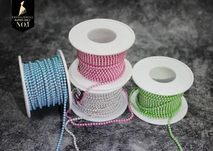 Accessoires de confection de vêtements : Chaîne de strass en or et cristal de 2mm, 3mm, 4mm, 6mm au mètre pour robes, vêtements et chaussures - Product Image 3