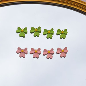Zinc Alloy <b>Flower</b> Pendant Pink Green Petal <b>Sweet</b> Style Jewelry Findings For DIY Hairpin Earring Accessories Spring 2024 - Product Image 4