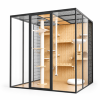 Cage pour animaux de compagnie à plusieurs niveaux en aluminium pour usage intérieur avec panneaux en verre trempé, grand espace personnalisé, fabrication directe en usine, OEM disponible