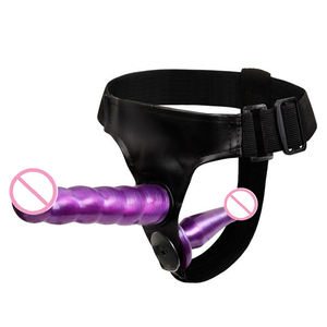 Offre Spéciale usine cheveux raides dur double tête puissance pantalon double cheveux canon lesbienne porter tirer pantalon couleur unie double gode - Product Image 1