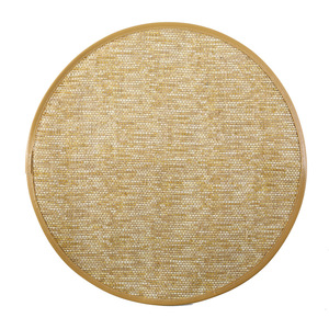 Set de table rond en papier sisal couleur naturelle avec bord en PVC, isolation thermique pour table à manger, style moderne minimaliste - Product Image 4