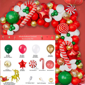 Hot Sale Weihnachts ballon Garland Arch Kit Geschenk box Rot Grün Weiß Zuckers tange Latex Luftballons für Weihnachts feier Dekorationen - Product Image 5