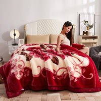 Winter Floral Printed Schwere koreanische Plüsch Nerz BThrow Lanket 2-lagige dicke Luxus Thermal Warm Raschel Decke für den Winter