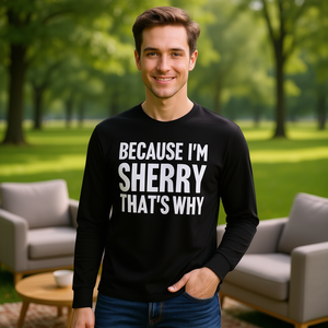 Parce que je suis Sherry, c'est pour ça que j'ai un t-shirt à manches longues avec nom personnalisé - Product Image 3