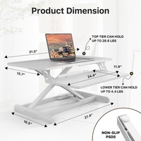 Convertisseur de bureau debout réglable blanc – Rehausseur de bureau pour une station de travail ergonomique et saine
