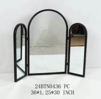 Miroir de table intérieur de la maison 91.44*3.18*76.2CM pliable en métal noir pliant arc miroir de fenêtre pour le salon