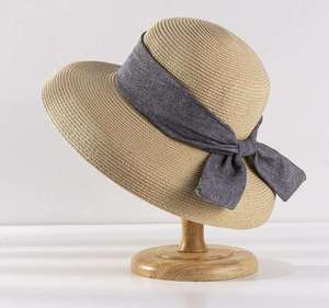 Gentle Ladies Floppy <b>Straw</b> Bucket <b>Hat</b> Synthetic <b>Summer</b> Beach Vacation <b>Hat</b> with Ribbon Wholesale for Travel Scenes - Product Image 4