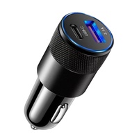 Cargador de Coche Mini USB de Doble Puerto Tipo C PD con Carga Rápida, Adaptador de Enchufe para Teléfono Móvil
