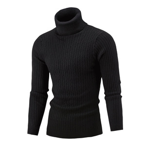 <span class=keywords><strong>Pull</strong></span> tricoté à col roulé d'hiver pour hommes pulls solides à manches longues <span class=keywords><strong>pull</strong></span> épais <span class=keywords><strong>pull</strong></span> solide Slim Fit chandails - Product Image 1