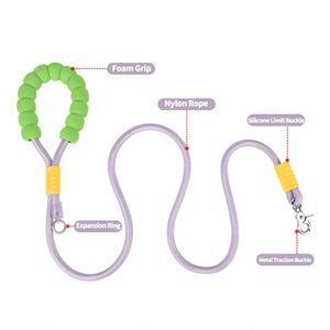 Laisse pour chien robuste avec poignée rembourrée, anti-pincement, en nylon, sans traction, laisse pour animaux de compagnie, couleur bonbon, pour petites races, laisse rétractable pour chiot - Product Image 2