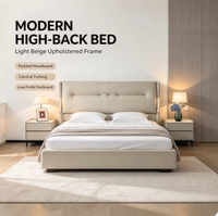Lit rembourré en bois massif, luxueux, confortable et moderne, écologique et durable pour les chambres d'appartements modernes