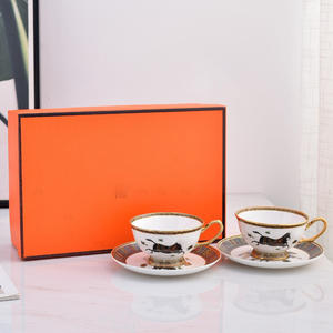 Juego de 2 Tazas y Platos de Porcelana Fina Europea de Alta Calidad para Té de la Tarde, Gran Venta - Product Image 1