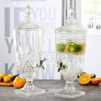 Distributeur de boissons en verre cristallin gaufré épaissi de 1,2 gallon avec robinet, pichet à eau froide, carafe à jus grande capacité pour boissons, cola, bière