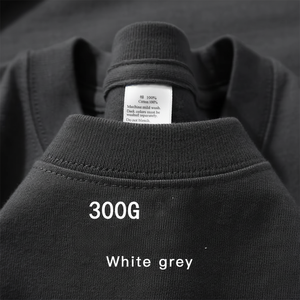 Camiseta de manga corta de algodón pesado de 300g, Camiseta holgada y básica de cuello redondo de verano para hombres y mujeres, Camiseta básica - Product Image 1