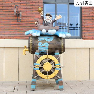 Resin <b>Pirate</b> Barrel Sculpture Cartoon Figure Outdoor Floor Mount Decorative <b>Art</b> Piece - Product Image 5