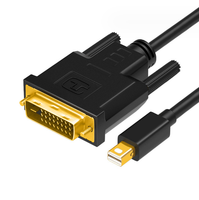 MINI DP À DVI 24 + 1 CÂBLE MÂLE COMPLET 1080P OD5.0MM MOULURE NOIRE CHIPSET ACTIF