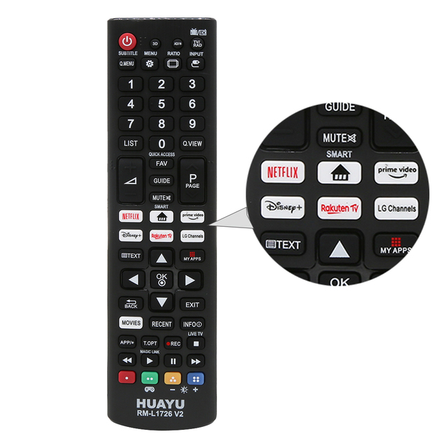 HUAYU RM-L1726 V2 Universal for Smart TV Remote Control LED Touch Control 2 AAA Battery Compatible LCD/LED/UHD/QLED 4K HDR TVs