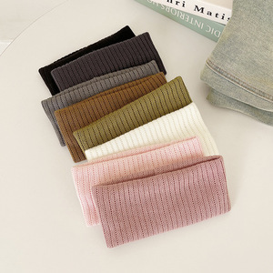 Qianjin Großhandel Elastische Gestrickte Stirnbänder Breite Einfarbige Sport-Yoga-Haarbänder Weicher Turban für Frauen - Product Image 1