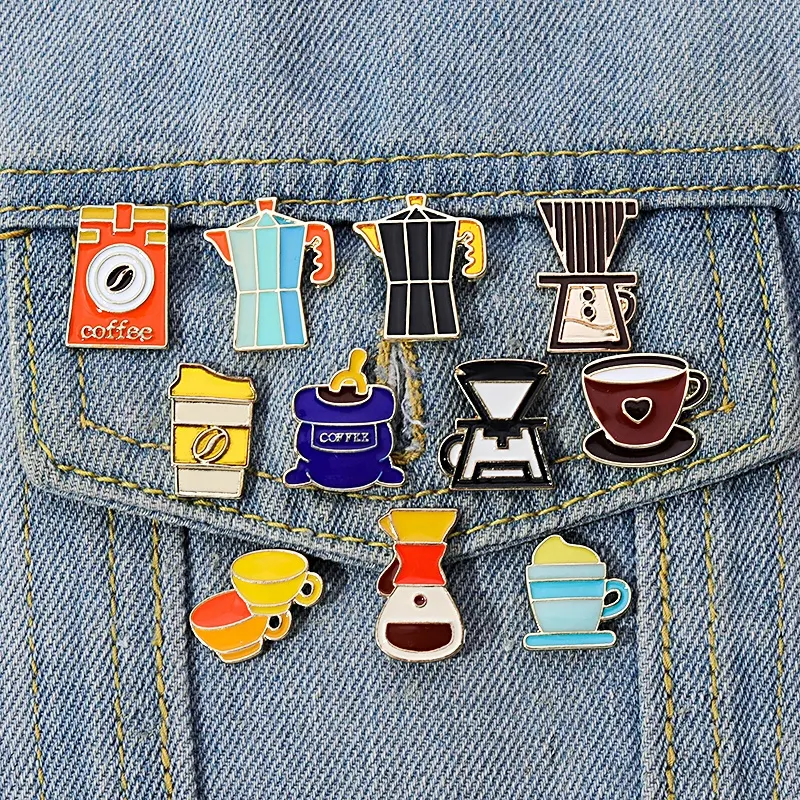 Broche de esmalte para café, broche de metal para amantes de café, mochila e decoração de chapéu, acessórios de joias