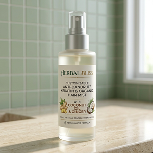 Customizable Vegan Anti-Dandruff Keratin & Organic Herbal Leave-In Hair Mist with Coconut Oil <b>Ginger</b> Silicone-Free for Hair Care - Product Image 3