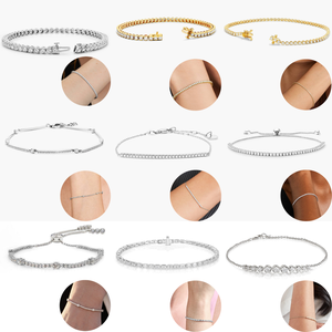 Personnalisé GIA IGI Certifié CVD HTHP Lab Créé <span class=keywords><strong>Diamant</strong></span> Cultivé 10k 14k 18k Or Massif Bracelet Tennis Quatre Prong 1mm 2mm 3mm - Product Image 3