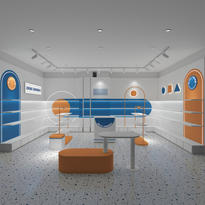 Vetrina Espositiva Personalizzata per Scarpe per Bambini, Design ad Arco Colorato, Espositore da Terra Verniciato per Negozi di Calzature - Product Image 4