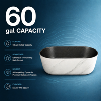 Baignoire autoportante portable écologique légère et durable en acrylique effet marbre avec fonction de trempage pour usage domestique et hôtelier en intérieur