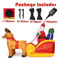 7.2 ft Uzunluğunda Noel Şişme Noel Baba, Ren Geyikleri ve Hediye Kutuları ile Kızaklı, Beyaz LED Işıklar, 190T Polyester Dayanıklı
