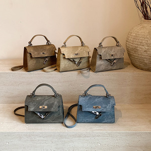 Sac à main Kelli carré horizontal avec fermoir à texture, style rétro, nouvelle mode, tendances urbaines, polyvalent, pour le marché international - Product Image 6