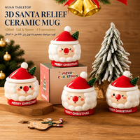 Mug de Noël avec couvercle et cuillère 430 ml, design Père Noël, tasse en céramique pour café, lait et journées enneigées