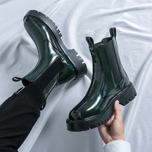 Bottes Chelsea montantes confortables en cuir blanc avec surpiqûres durables pour hommes - Product Image 6