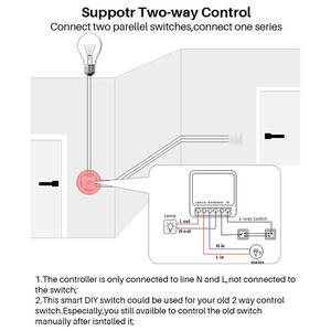 <span class=keywords><strong>EWelink</strong></span> Mini interrupteur intelligent 1 canal, contrôleur Wifi pour boîte noire compatible Bluetooth, matériau ABS, 10A max. Courant 250V Max. - Product Image 5