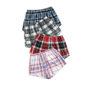 OEM rahat ekose kadın pijama şort Tartan baskı uyku şort