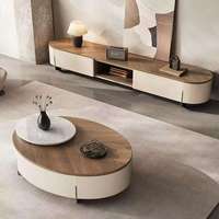 Ensemble Meuble TV Moderne Durable et Table Basse de Luxe en Noyer pour Salon et Hôtel – Écologique – Vente en Gros