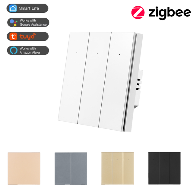 Zigbee Smart Switches 600W 10A ABS Durable Push Button Wall Switch DP for Smart Life App Alexa Compatible