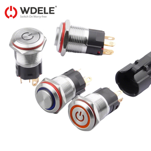 16mm Metall Druckknopf Schalter Ring lampe/Power Symbol Auto taste Ein Aus Schalter 12-220V Moment verriegelung tastensc halter - Product Image 1