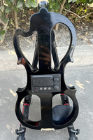 Violon électrique portable Sinomusik tout en bois massif noir, avec étui, archet et câble – Prix abordable, marque personnalisable