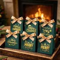 Kotak Hadiah Natal Berlapis Emas 11.5x4.5x10cm Pita Satin Tas Hadiah Kecil untuk Permen Cokelat Natal Pesta Pernikahan