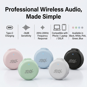 Système de microphones sans fil double 2,4 GHz avec <span class=keywords><strong>isolation</strong></span> de bruit IA, micro-cravate sans fil professionnel, étui de charge LED - Product Image 3