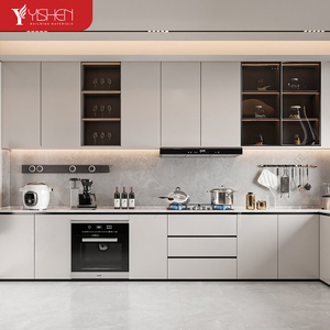 Ensemble d'armoires de <span class=keywords><strong>cuisine</strong></span> en bois de luxe modulaires personnalisées gratuites <span class=keywords><strong>poignée</strong></span> en aluminium comprend un robinet d'armoire d'îlot et de garde-manger - Product Image 4