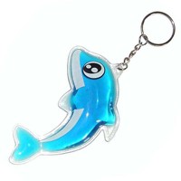 Porte-clés à breloque liquide dauphin mignon personnalisé