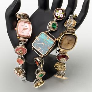 Reloj de Pulsera de Cuarzo Vintage para Mujer, Personalizado, con Esmalte Floral en Oro Rosa y Plata, Cadena Ajustable, Esfera Analógica, Joyería Elegante - Product Image 1