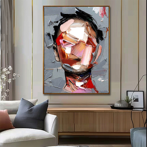 Cuadro Abstracto Extra Grande <span class=keywords><strong>de</strong></span> Rostro <span class=keywords><strong>de</strong></span> Mujer, Pintura Acrílica Hecha a Mano sobre Lienzo Ecológico, Retrato <span class=keywords><strong>de</strong></span> Dama Moderna, Decoración <span class=keywords><strong>de</strong></span> Pared 3D - Product Image 1