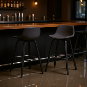 Randolph Bentwood <b>Bar</b> <b>Stool</b> Set Of 2 Charcoal <b>Grey</b> Black Counter Height Modern Design Commercial Furniture - Product Image 2