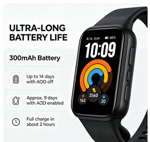Mi Smart Band 11 Active ระบบแอนดรอยด์ หน้าจอ AMOLED 1.47 นิ้ว 60Hz สายซิลิโคน แบตเตอรี่ 300mAh ใช้งานได้ 21 วัน กันน้ำ 5ATM ฟังก์ชั่นดูแลสุขภาพ - Product Image 2