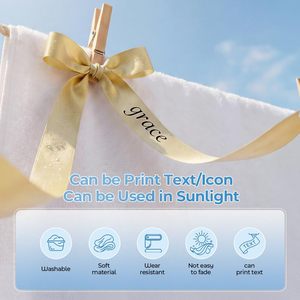 Phomemo A30 P15 Satin <strong>Ribbon</strong> Tape 12mm X 5m Black Print Champagne Gold <strong>Ribbon</strong> for Gift Wrapping Wedding Decoration DIY Crafts - Product Image 4