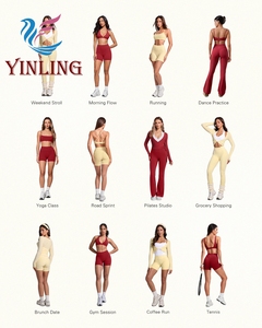 <strong>Women's</strong> Lightweight Sustainable Yoga Sets-New Product Solid <strong>Pattern</strong> Elastic Waist Yoga Pants and <strong>Leggings</strong> Seamless Yoga Set - Product Image 6